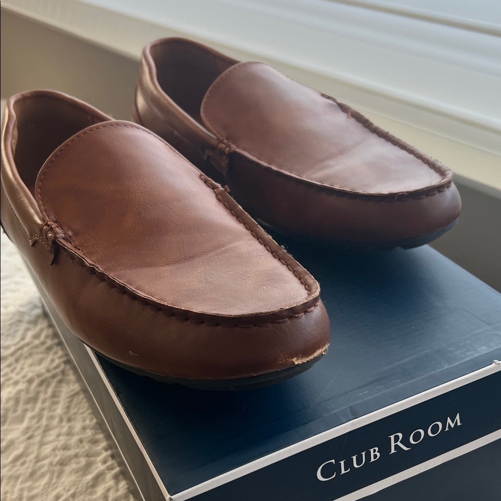 Club Room Martinn Men's Leather Slip-Ons in Cognac